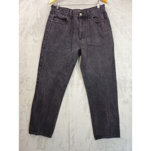Y2K Fivez Loose Straight Jeans Mens 33x29.5 Black Denim Faux Flap Pockets